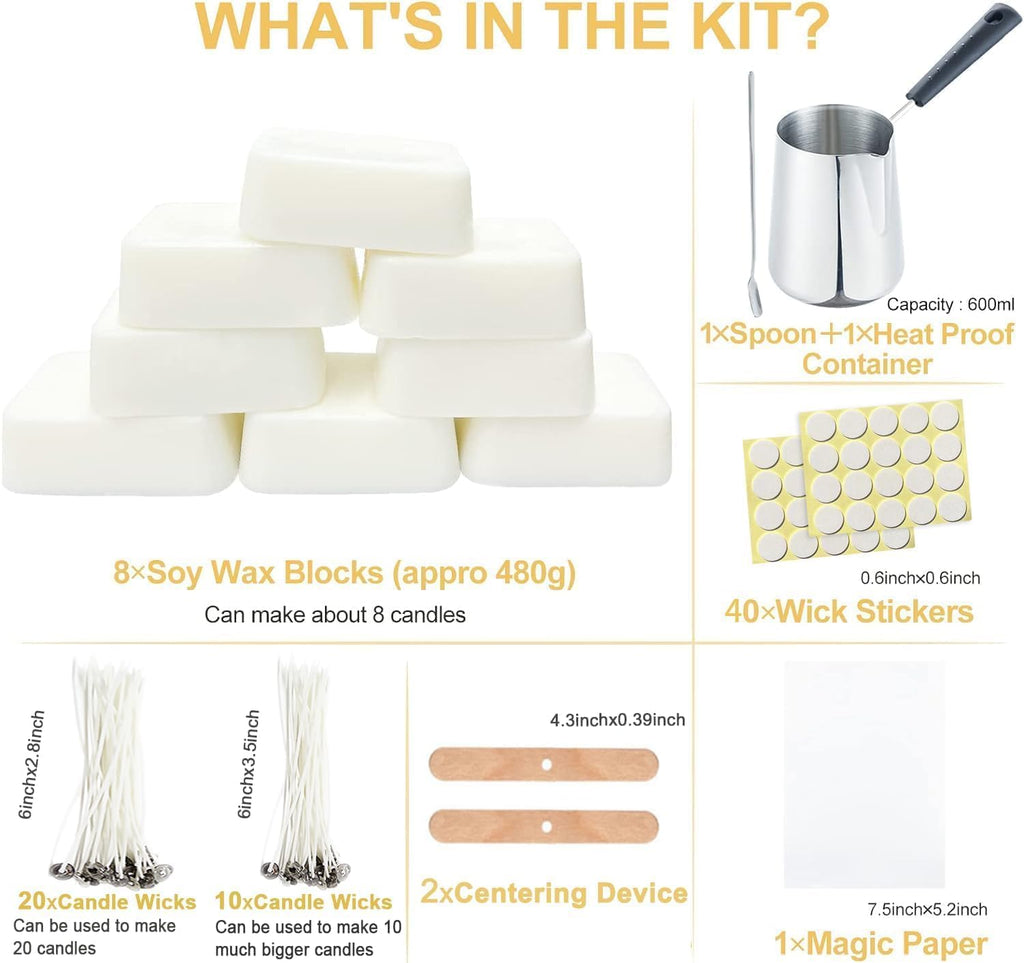 Candle Making Kit for Adults Beginners,Candle Making Supplies Include Soy Wax for Candle Making,Candle Wax Melting