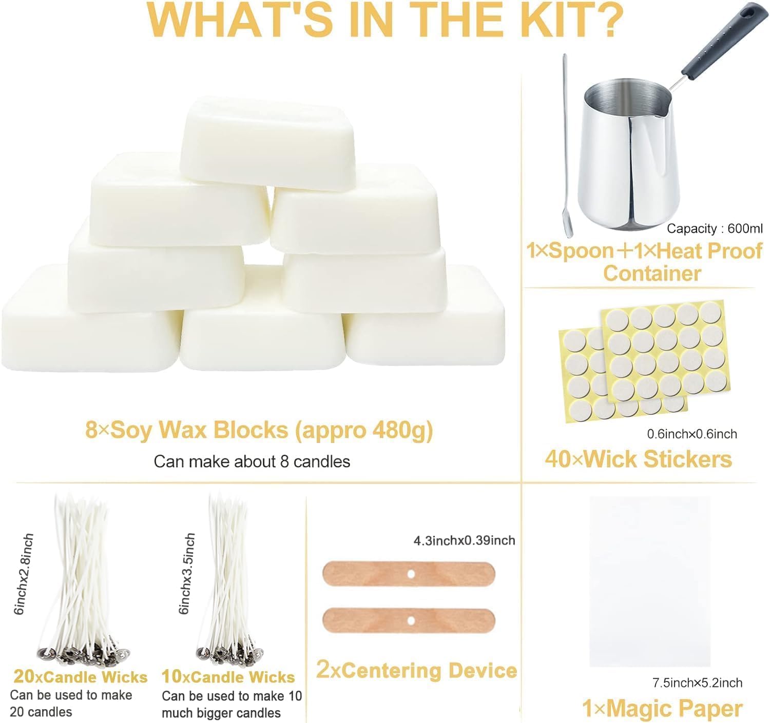 Candle Making Kit for Adults Beginners,Candle Making Supplies Include Soy Wax for Candle Making,Candle Wax Melting