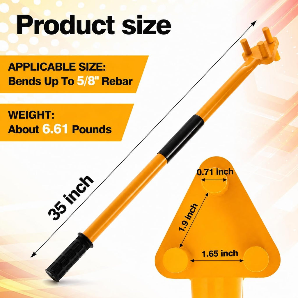 Manual Rebar Bender Tool for 5/8 Inch Steel Bar, Heavy Duty Rebar Bending Tool and Steel Rod Bender with Anti-Slip