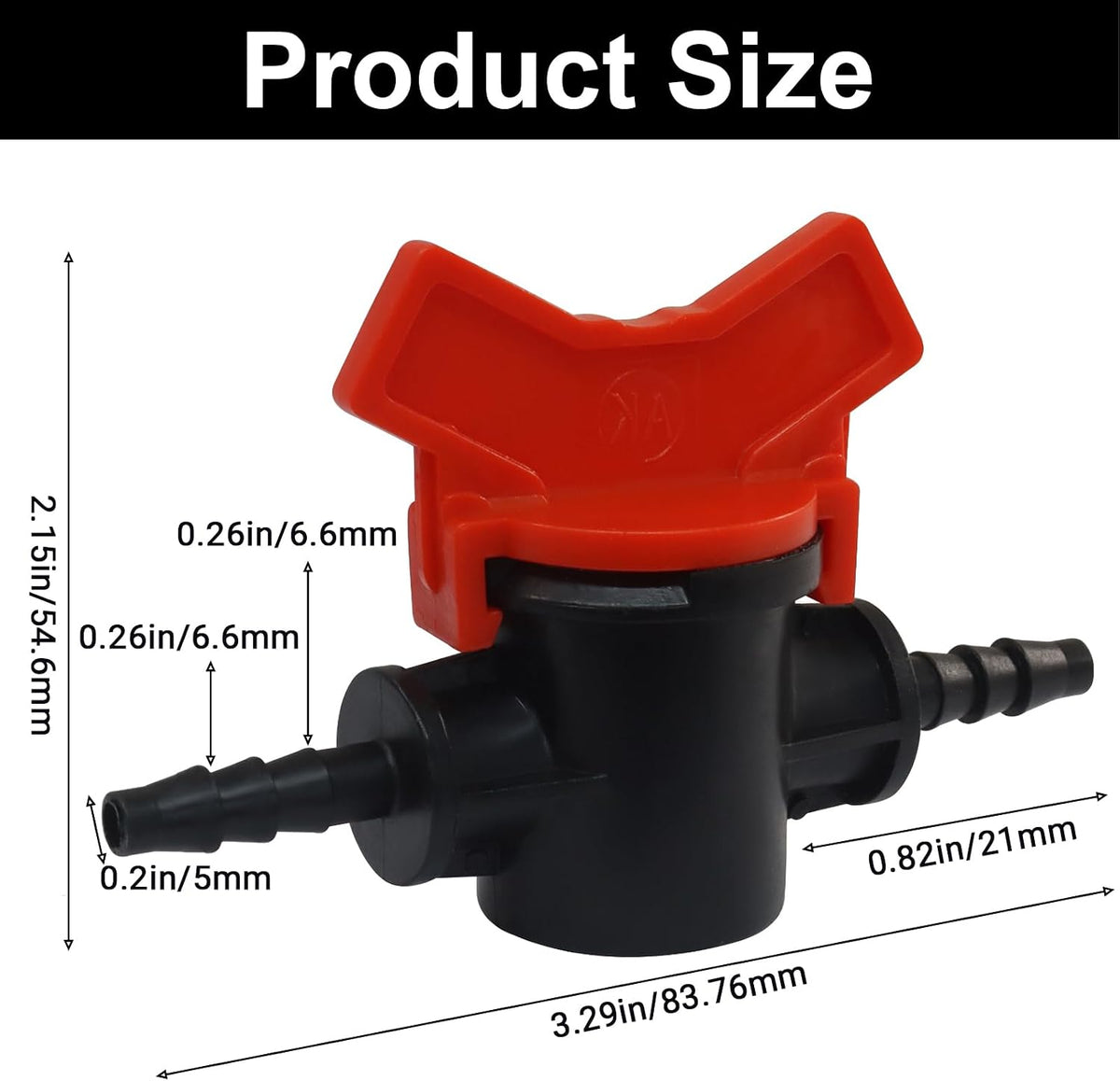 4PCS 1/4" ID in Line Hose Barbed Ball Valve Shut-Off Switch, Black