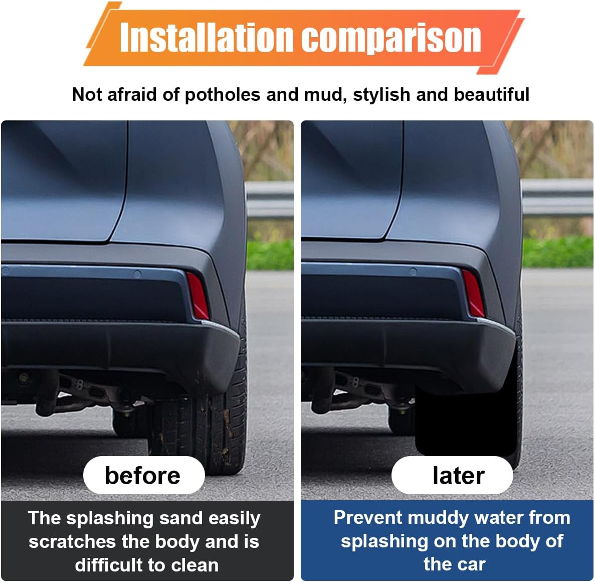 4PCS Universal Car Mud Flaps, Bendable Splash Guards with Fastener Rivet Clips, Flexible Truck Front & Rear Mudguard