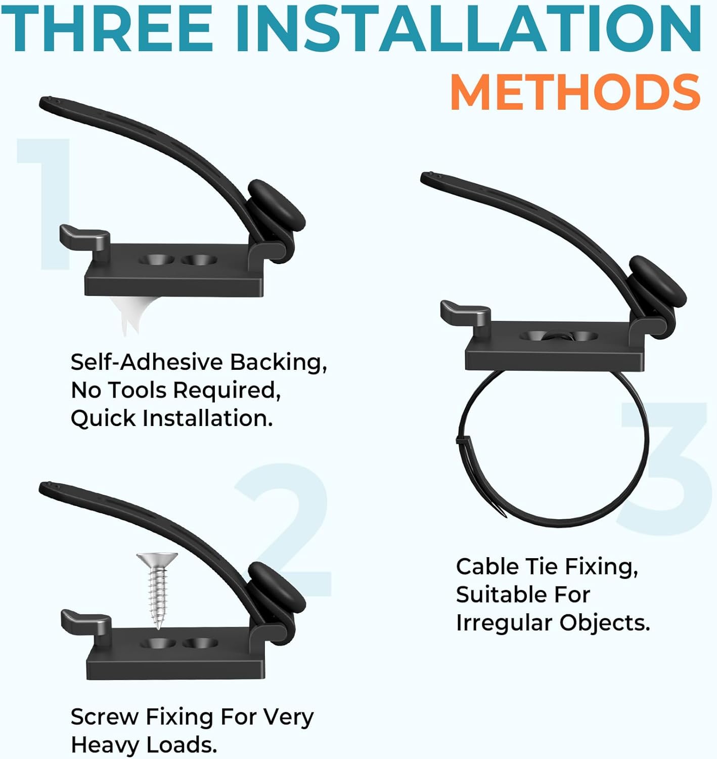 Cable Clips Management Kit, 15 Cable Holder With Silicone Cord Ties, 15 Nylon Zip Tie, Extra 15 Screws & 8 Adjustable