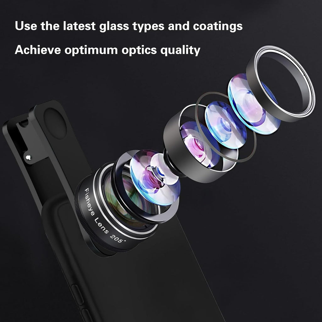 Phone Camera Lens, Godefa 3 in 1 Phone Lens kit-205° Fisheye Lens + Macro Lens + 120° Wide Angle Lens,Clip on Cell