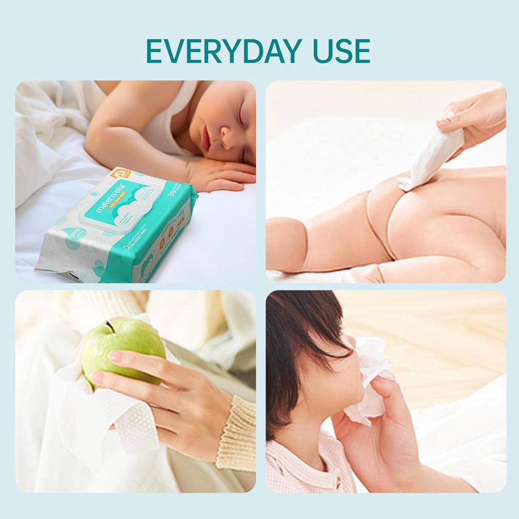 Baby Wipes, Diaper Wipe for Sensitive Skin, 99% Water Based, Hypoallergenic, Unscented & Alcohol-free 3 Flip-Top