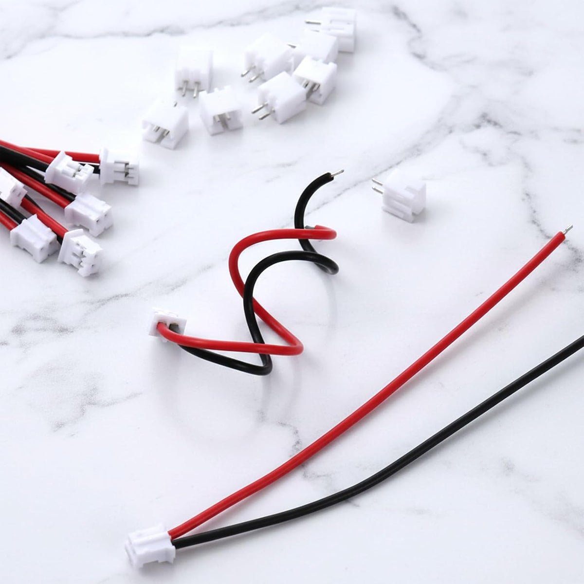 20 Sets JST PH 2.0 Connector 2 Pin Male & Female Plug Kit with 10cm 22AWG Silicone Wire Cable, 2.0mm Pitch Micro Connectors Wire Socket for RC Battery, PCB, LED Light Strips, 3D Printer