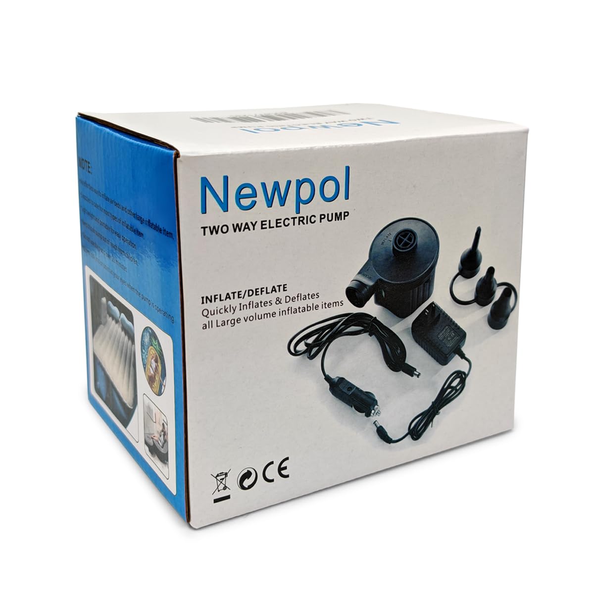 Newpol Inflatable Bed Pump, Air Pump for Inflatables (AC110-240V&DC12V)