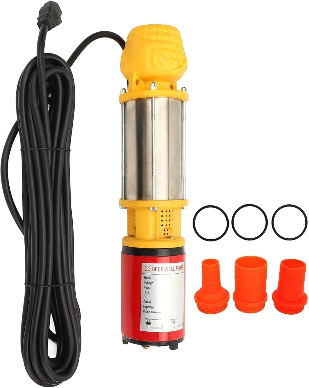 Deep Well Pump, 12V 250W DC Solar Pump for Agriculture Farms Irrigation Gardens, 8m, 5m³/h Rate, Stainless Steel
