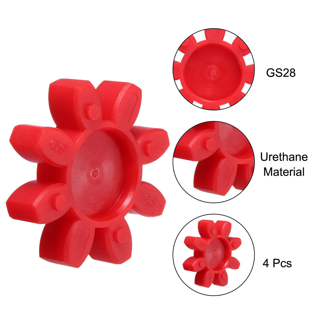 uxcell 4pcs GS28 Coupling Insert, Urethane Flexible Solid Type Jaw Coupling Center Insert for L-Jaw Couplings L-Jaw Couplers Set, Red