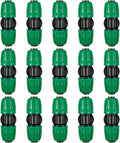 15 Pack 1/2 Inch Irrigation Tubing Couplers, Barbed Connectors Compatible with 1/2" ID 0.60-0.65" OD Thin-Wall Drip Line, Anti-Leak Lock Nut Fittings for Greenhouse, Lawn & Raised Bed Watering