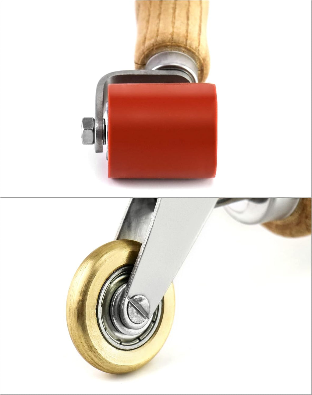 Seam Roller, 40mm Silicone Seam Roller with 6mm Brass Detail Penny Roller, Smoothing Seam Roller Tool for