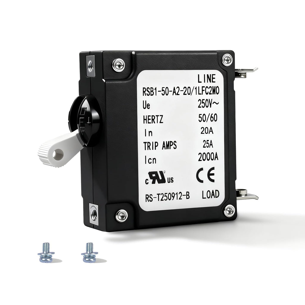 20 Amp Single Pole Toggle Magnetic Circuit Breaker, AC 250V