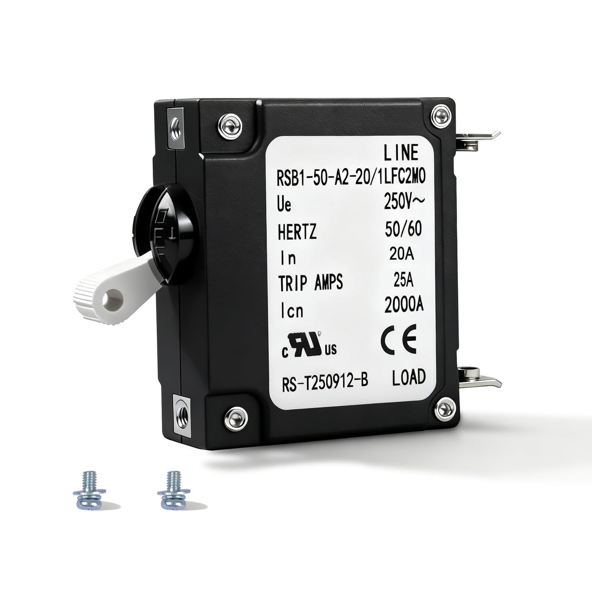 20 Amp Single Pole Toggle Magnetic Circuit Breaker, AC 250V