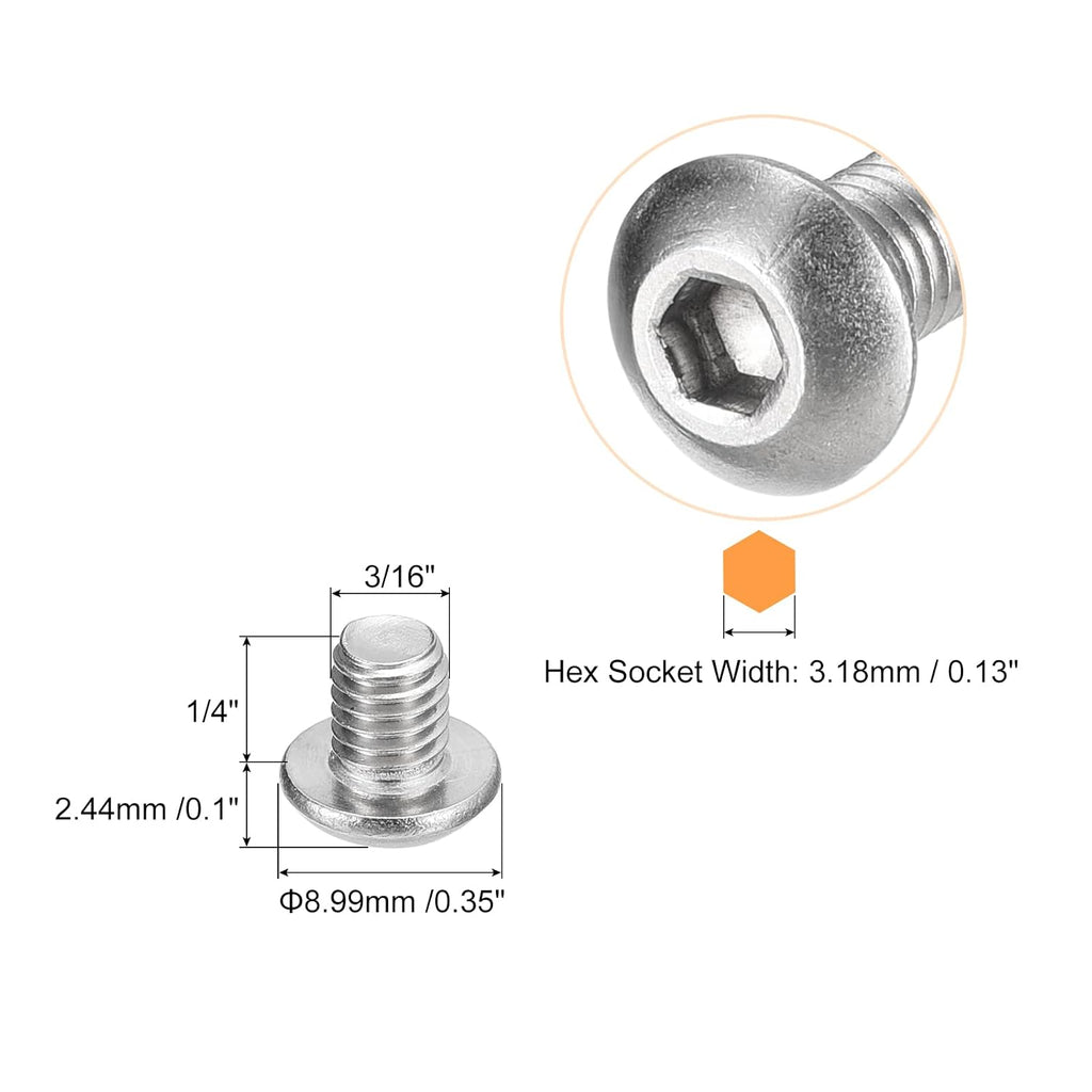 uxcell #10-32x1/4 Button Head Socket Screws, 10pcs Full Thread Hex Drive