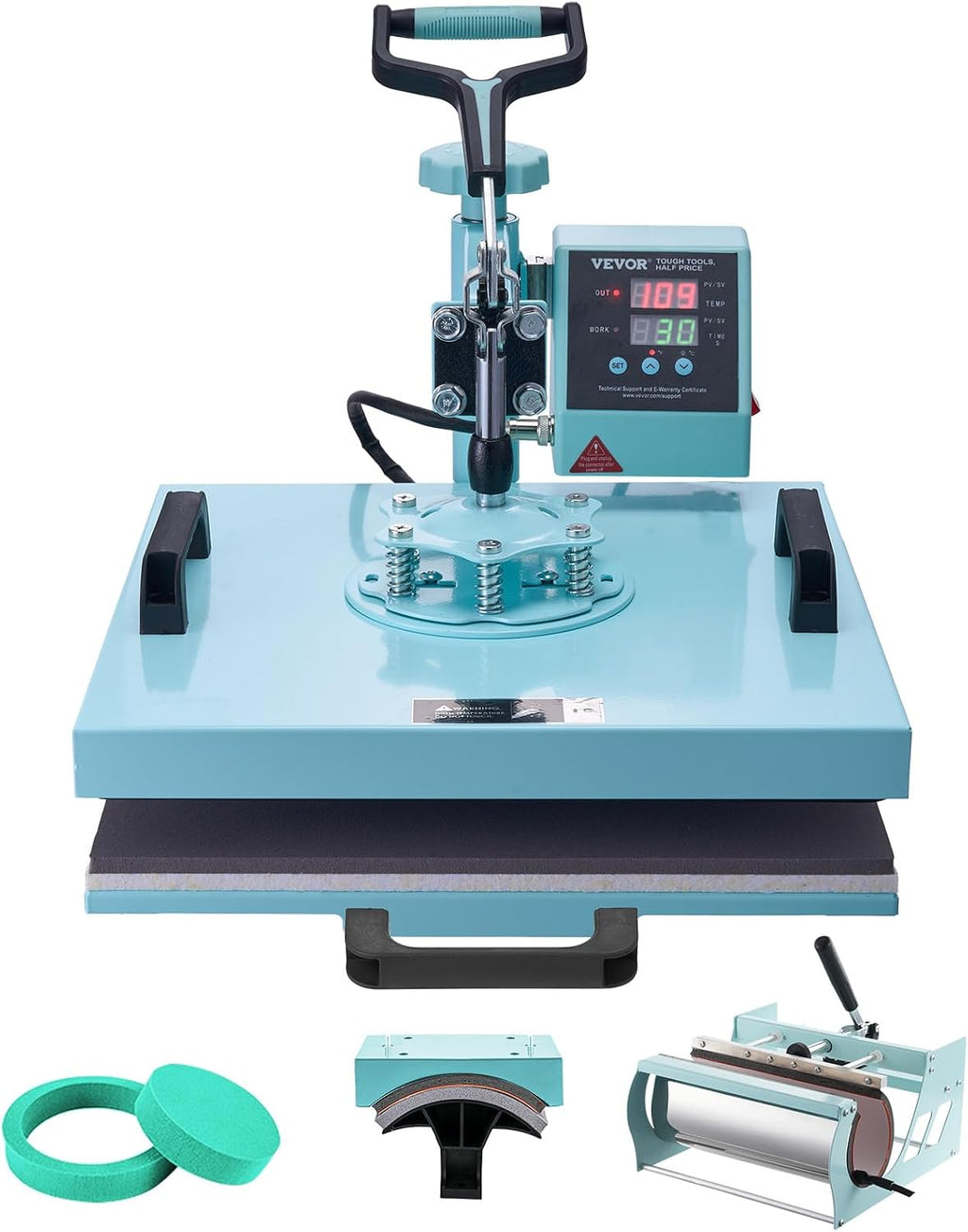 Heat Press Machine 5 in 1 Combo T-Shirt Printing Machine 15x15 Green | Multifunction Transfer for Pillowcases