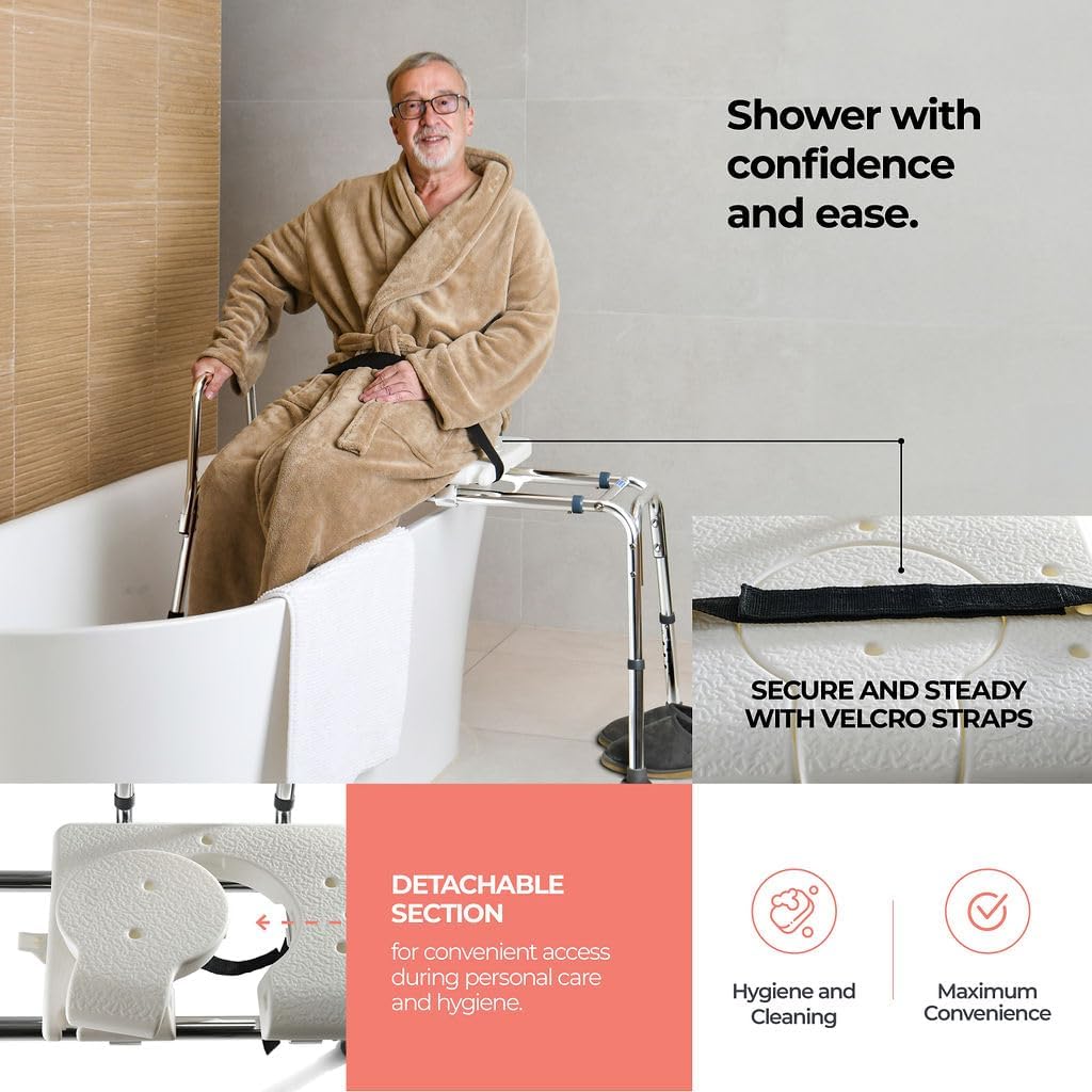 Tub Transfer Bench Sliding Shower Bench for Bathtub Shower Chair for Inside Shower Shower Chair for Elderly and