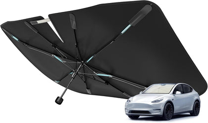 [Upgraded] Nmoiss Windshield Sun Shade Umbrella - [Vinyl Coating Heat Shield] Protect Car from Sun Rays & Heat Damage