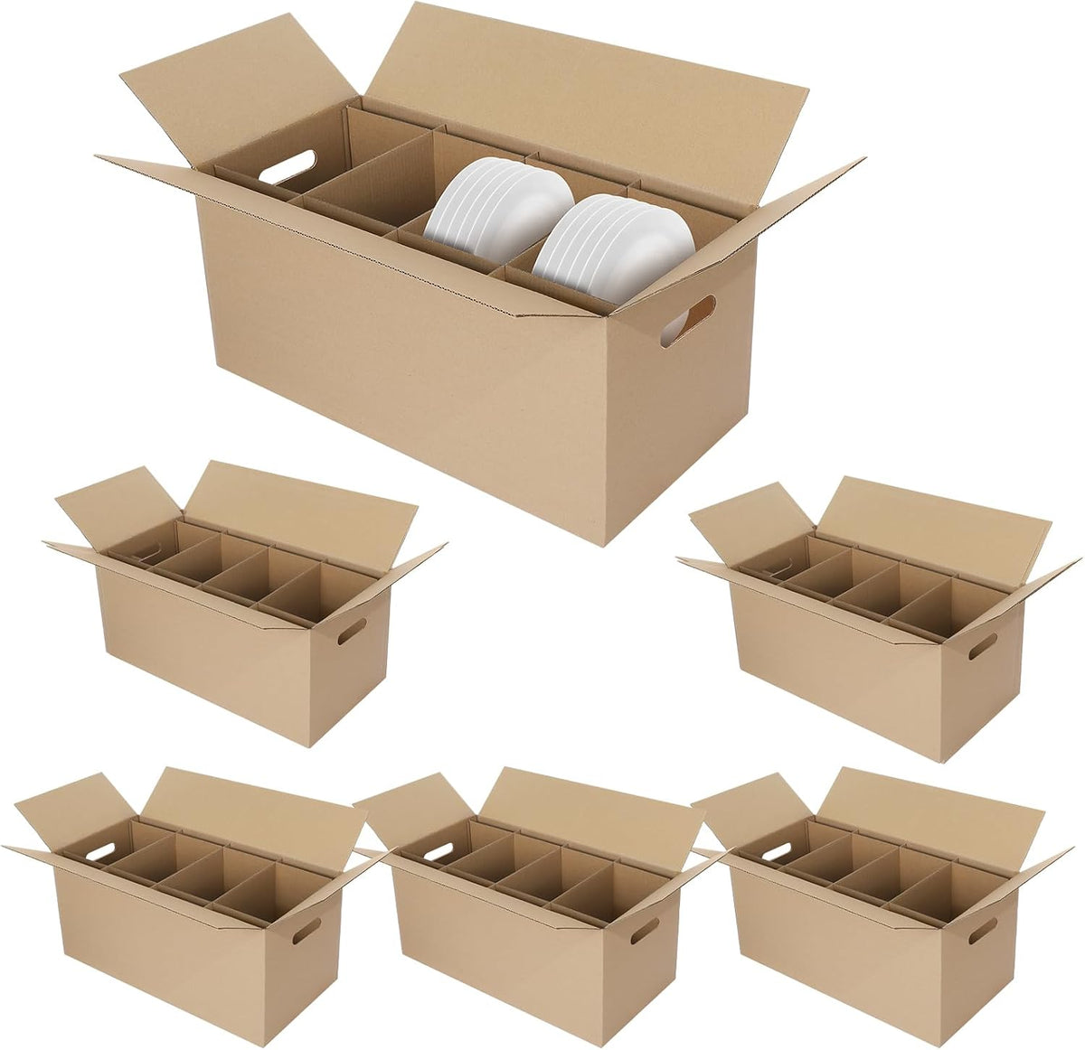 6 Sets Dish Packing Boxes for Moving, 24 x 12 x 11 Inches