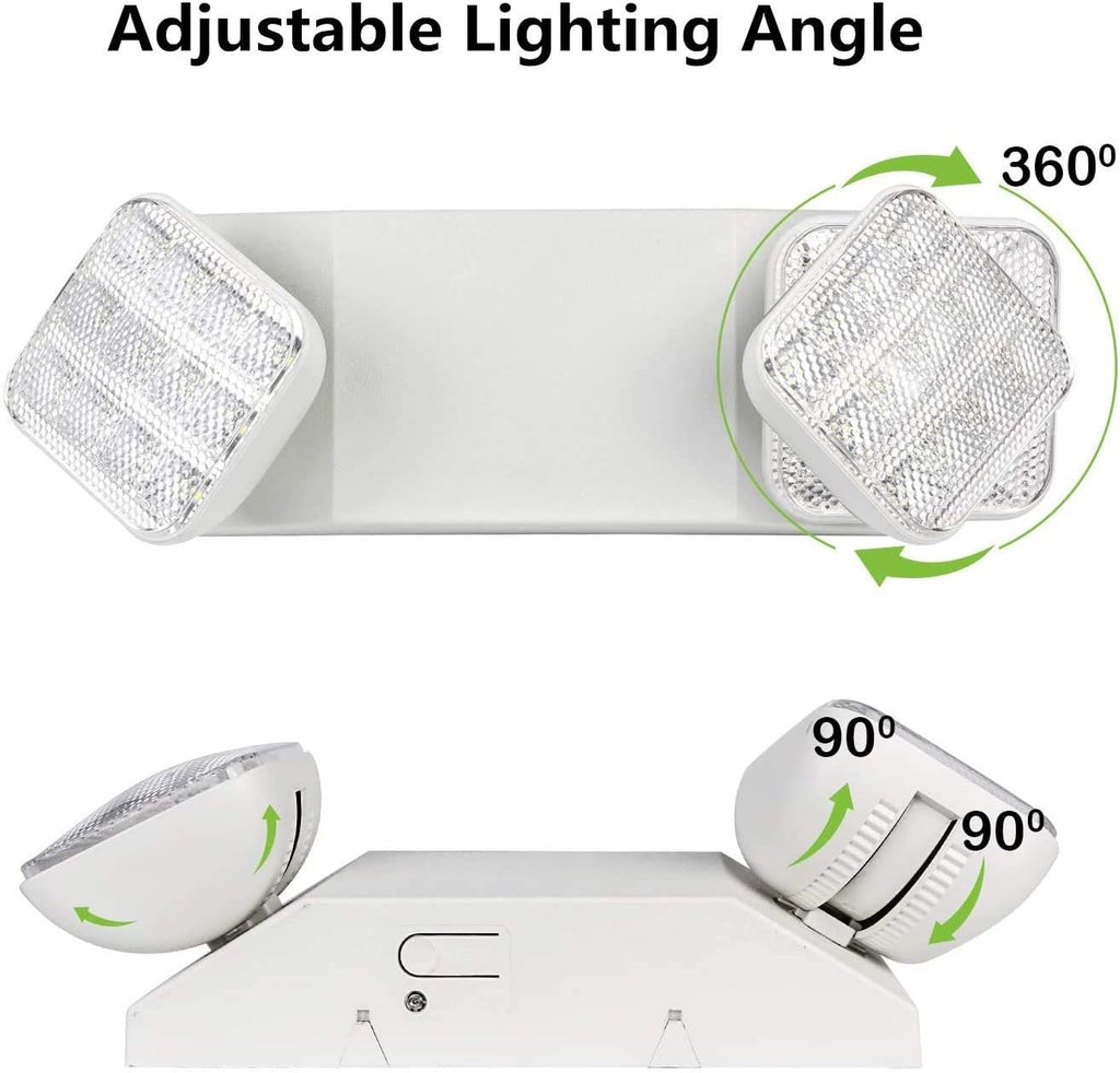LED Emergency Lighting Fixtures with 2 LED Heads, Commercial Emergency Light with Battery Backup, UL 924 and CEC Qualified, 120-277 Voltage (1-Pack)…
