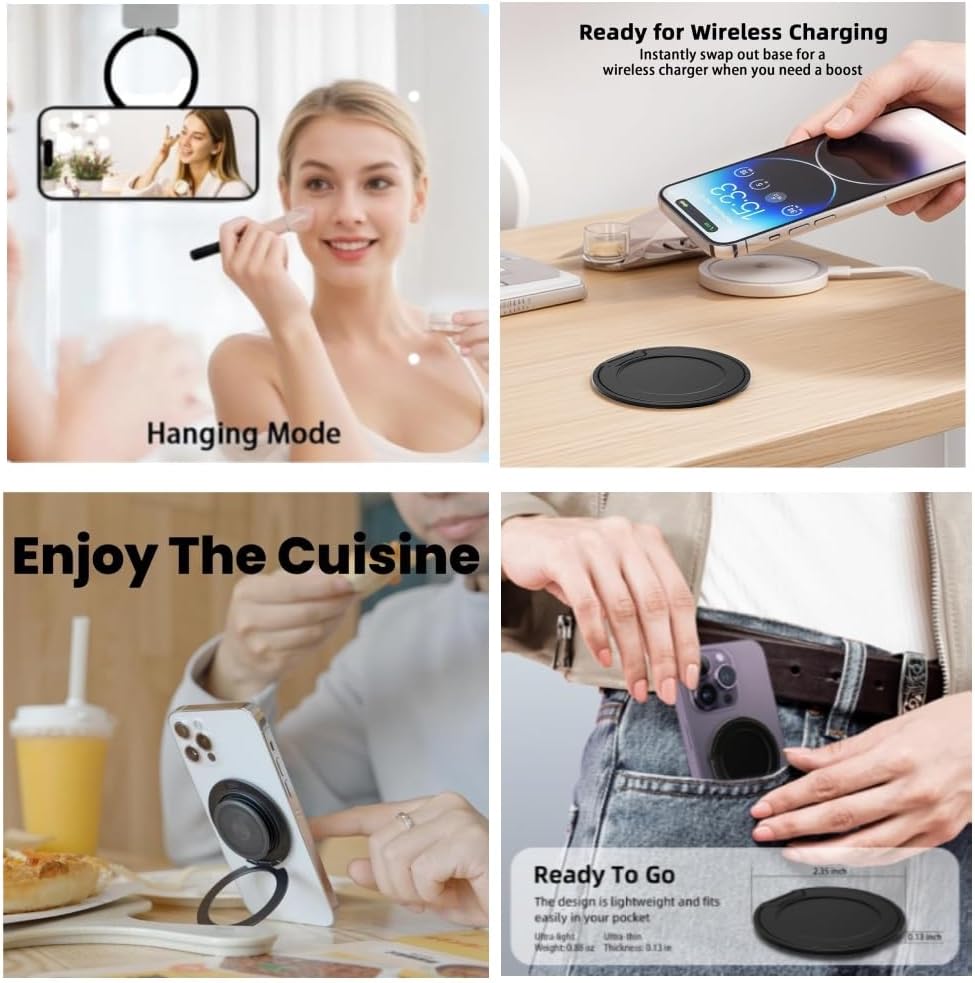 R Stand Magnetic Ring Holder for iPhone 12 13 14 15 16 Pro max Series, Ultra-Thin Aluminum Compatible with MagSafe