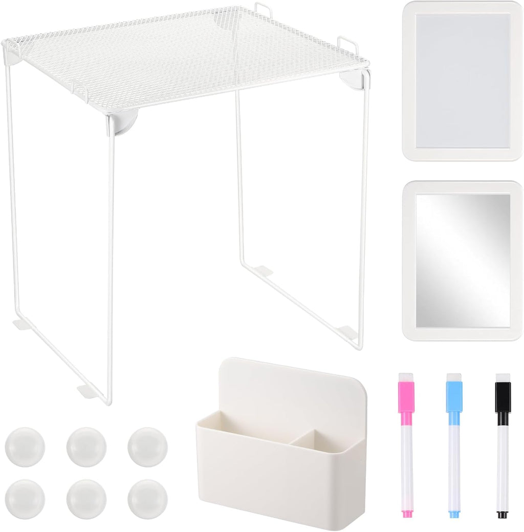 Locker Accessories Kit, Locker Organizer Kit with Locker shelf, Magnetic Mirror and Whiteboard, Pen Holder, Magnets