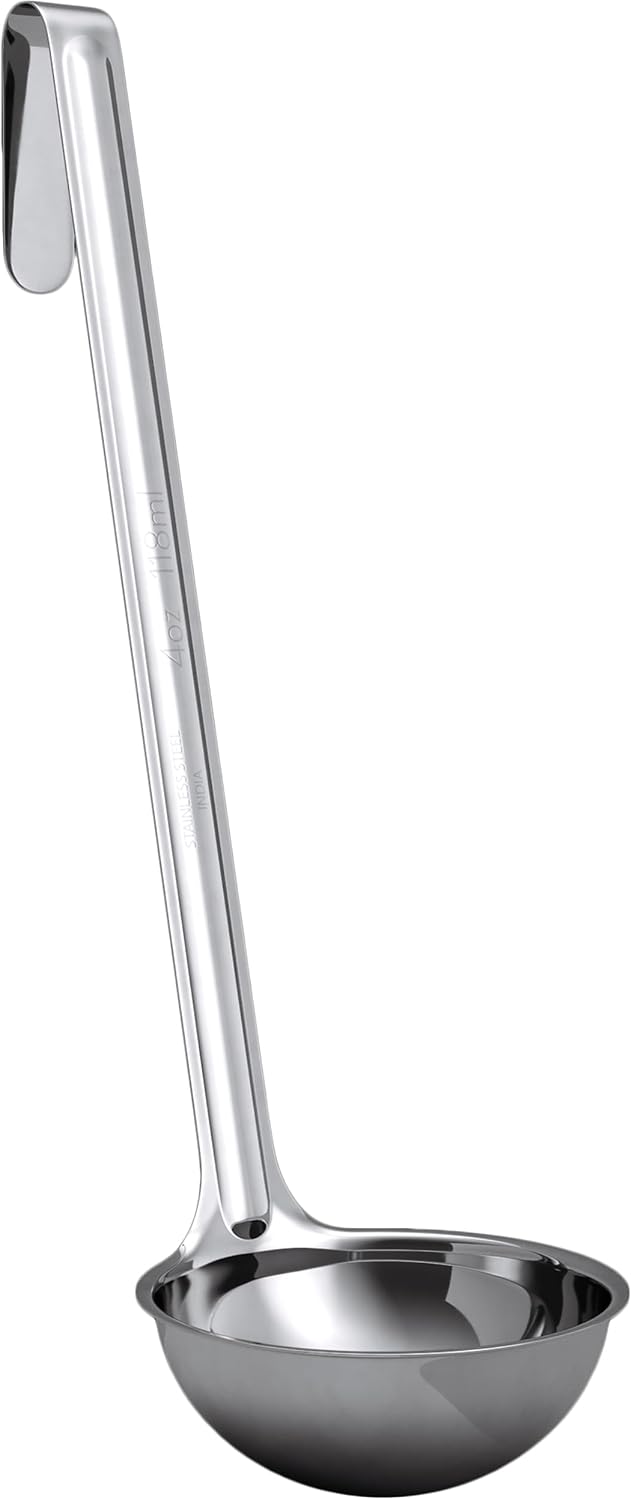 Super Sturdy, Ergonomic 4 Oz. Soup Ladle 1 Pk. Stainless Steel Ladles with Long Handles. Best Kitchen Accessories for