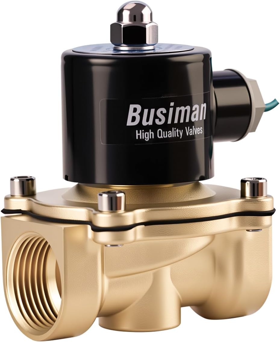 Electric Solenoid Valve 1" 110V AC Brass Normally Closed - Compatible with Water, Air, Diesel, Gas - Replaceable VITON Seal - Compact Direct Acting