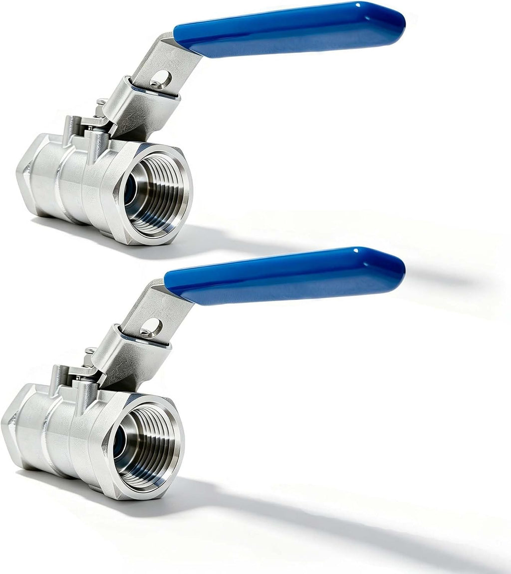 1/2'' Stainless Steel 304 Ball Valves, 2Pcs, NPT Female