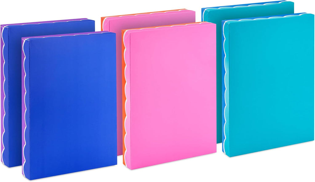 Small Gift Boxes with Lids, 6-Pack (Scalloped Blue, Pink, Teal)