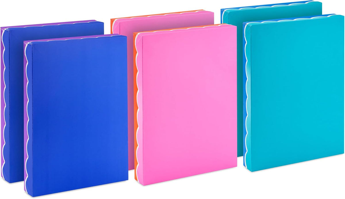 Small Gift Boxes with Lids, 6-Pack (Scalloped Blue, Pink, Teal)