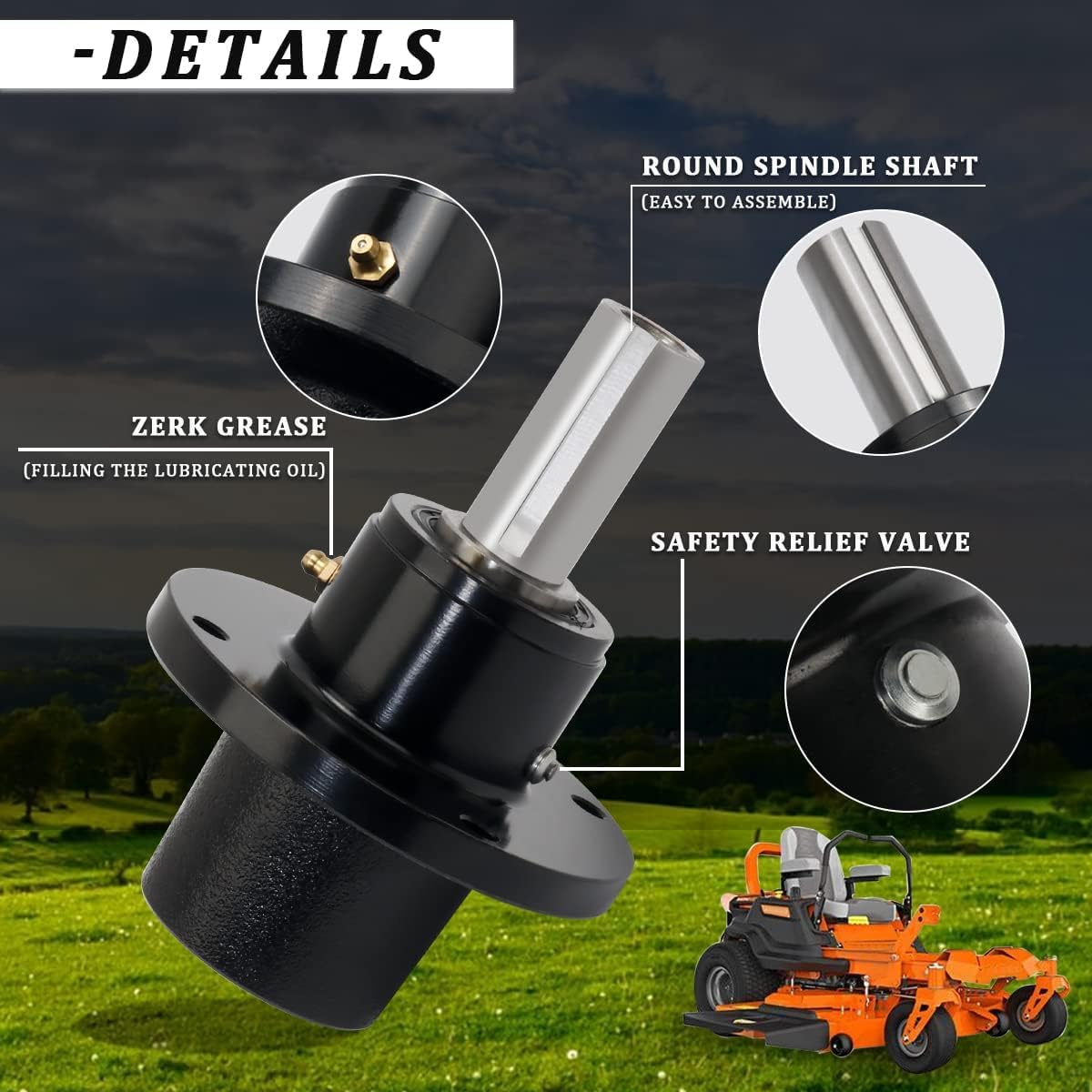 3pcs Spindle Assembly Replaces SCAG 46020 461663 46400 46631 Ferris 1530301 Fit 48" 52" 61" Lawn Mower Deck with Zerk Fitting