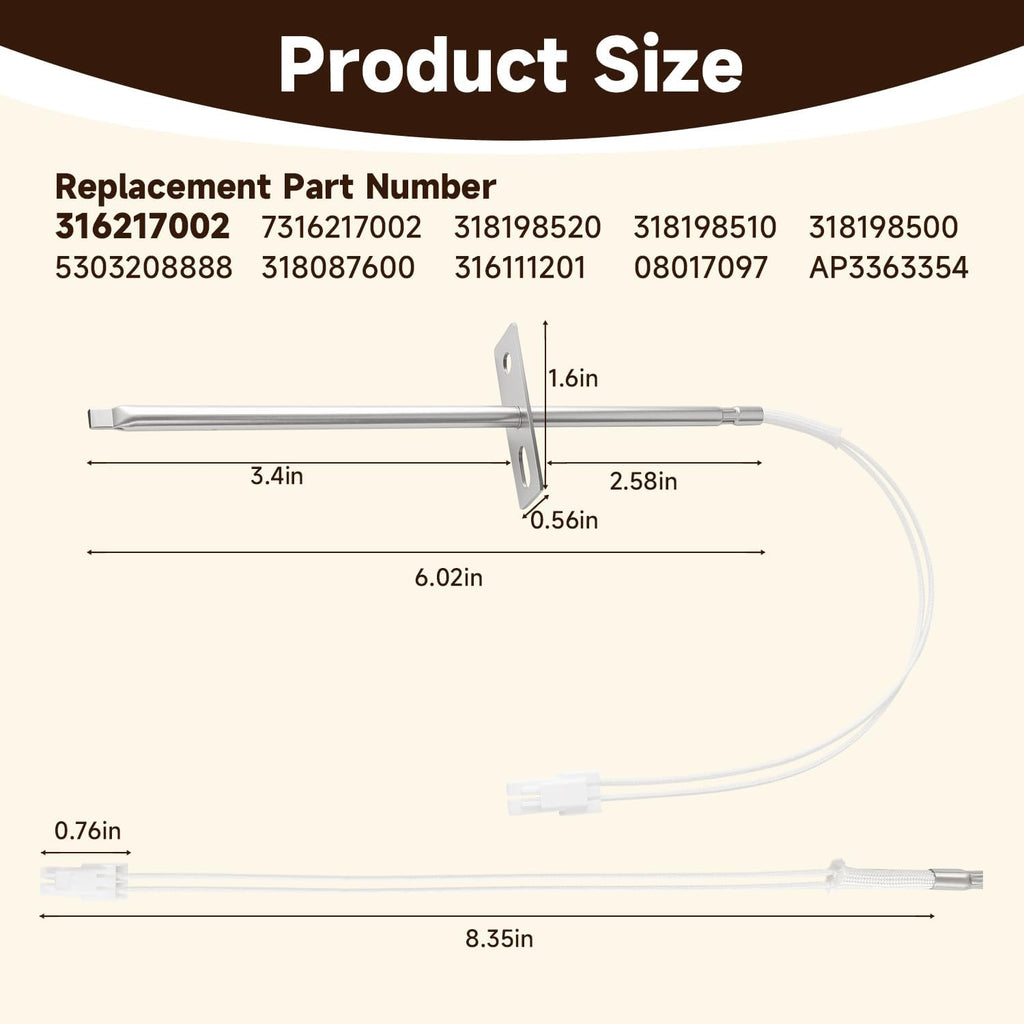 Oven Temperature Sensor Probe Thermometer Probe Replacement Compatible with Frigidaire Kenmore Oven Replace#: 316217002