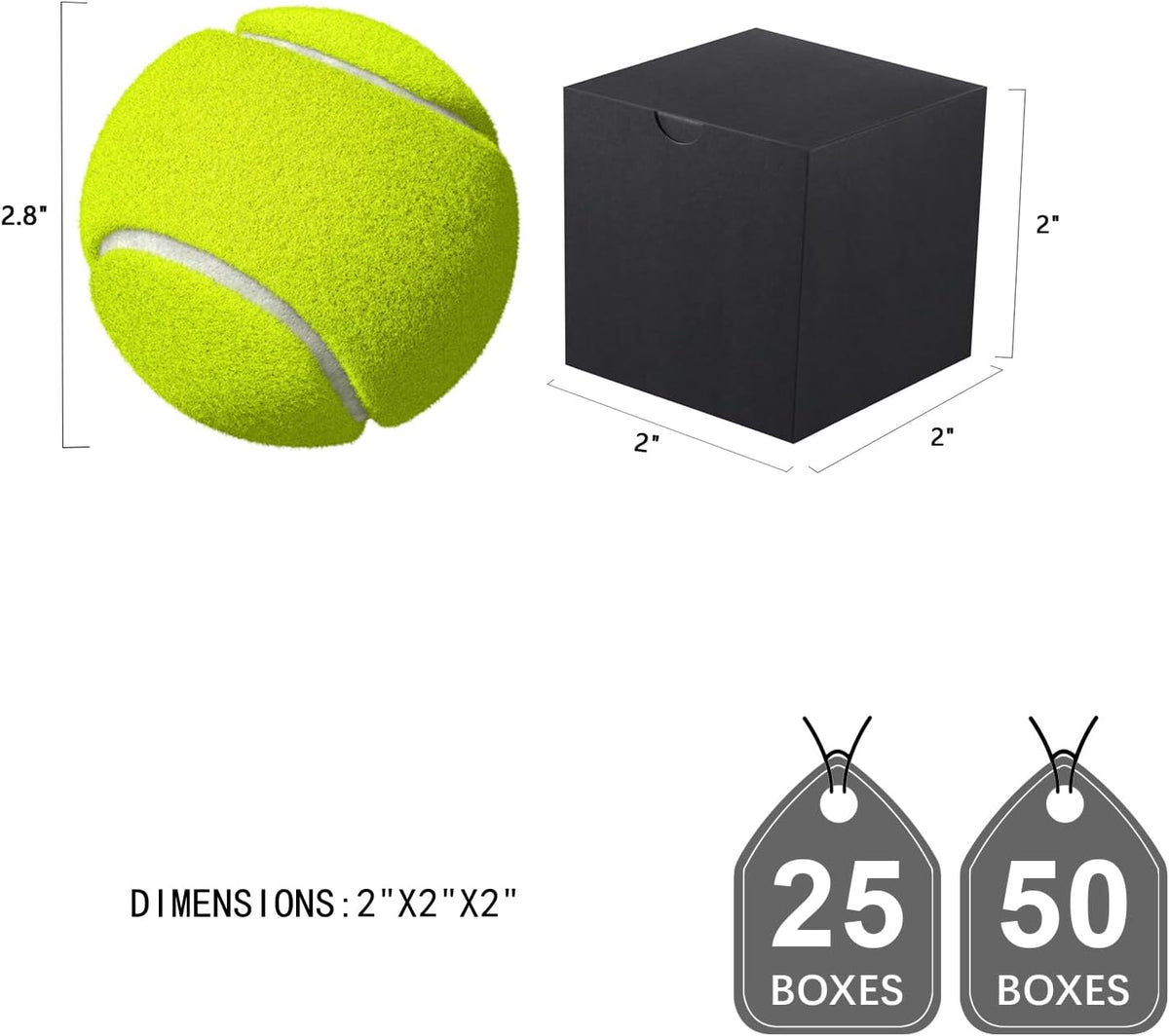 25 Small Gift Boxes 2x2x2 Inches, Matte Black Gift Boxes Bulks