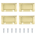 4Pcs Brass Pocket Doors Drawer Handle Flush Ring Pull, Hidden Concealed Zinc Alloy Knobs for Cabinets, Closets, Drawers