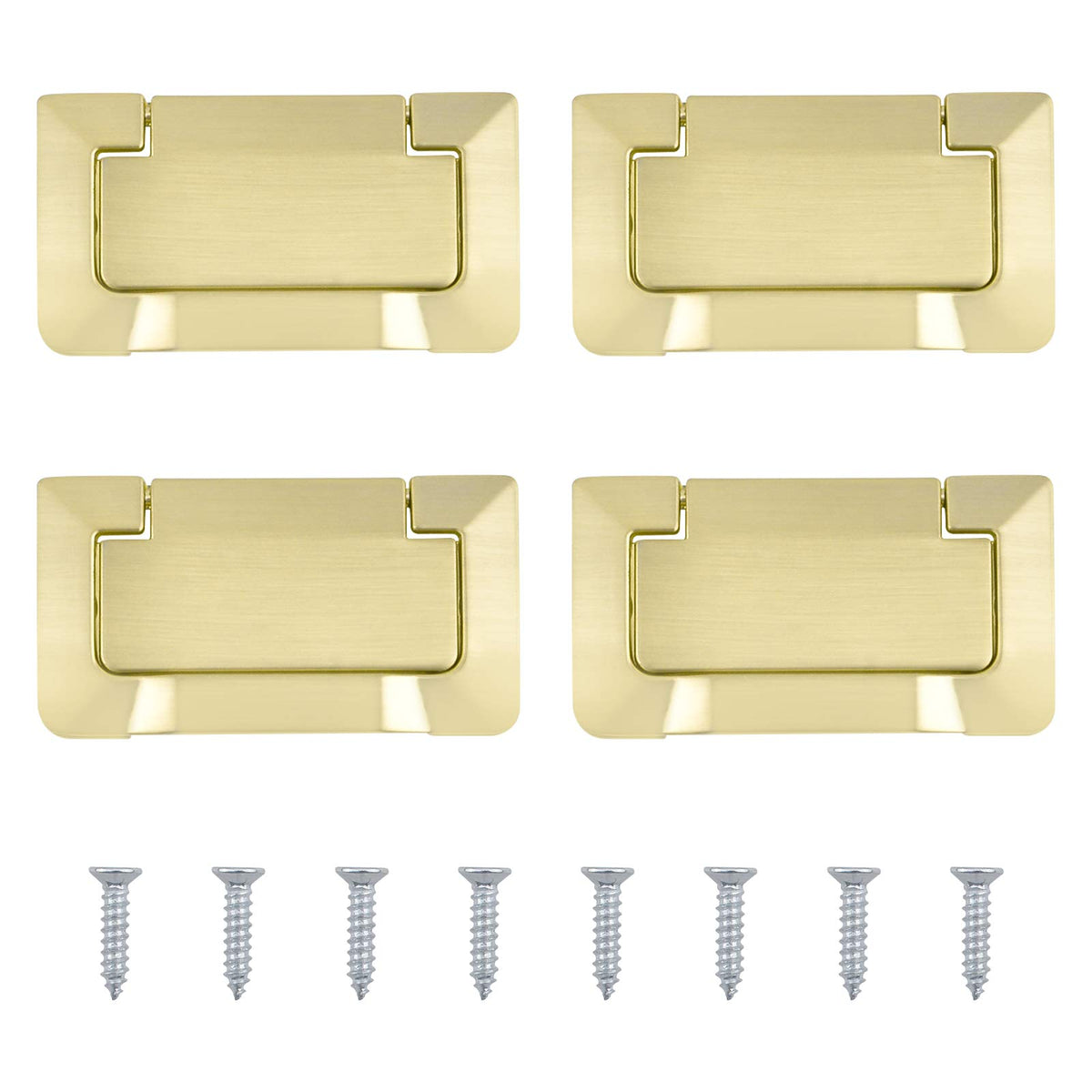 4Pcs Brass Pocket Doors Drawer Handle Flush Ring Pull, Hidden Concealed Zinc Alloy Knobs for Cabinets, Closets, Drawers
