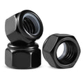 100Pcs #10-24 Lock Nuts, Nylon Insert Locknuts 304 Stainless Steel 18-8 SS Black Zinc Plated Self-Locking Nuts, Coarse Thread Hex Nylock Nut