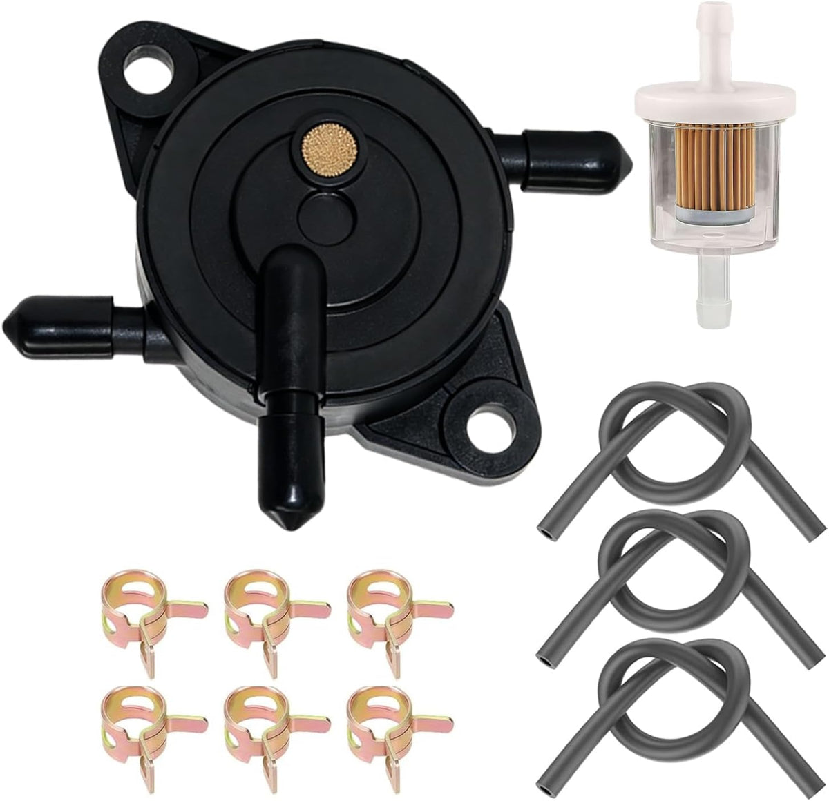 49040-0770 49040-7008 Fuel Pump Kit Fit for Kawasaki FR, FS, FX Series FR691V FR651V FR730V FS541V FS600V Engine J D Lawn Mower Z445 Z465 Z645 Z655 Z665, with Fuel Filter Line Clamps
