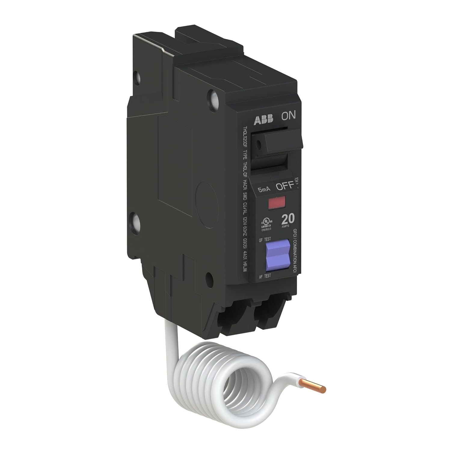 Q-Line THQL1120DFS • 20A Single-Pole Breaker • AFCI/GFCI Self Test | 120V 10KAIC • Dual Function DFCI • Plug-On Short