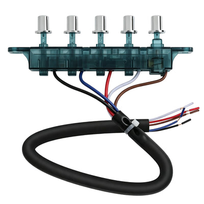 Range Hood Switch Control Panel with 5 Buttons Including Light and Lock Functions, PC Material Replacement Part for Kitchen Extractor Fan, Hole Distance 12 cm, Line Length 40 cm