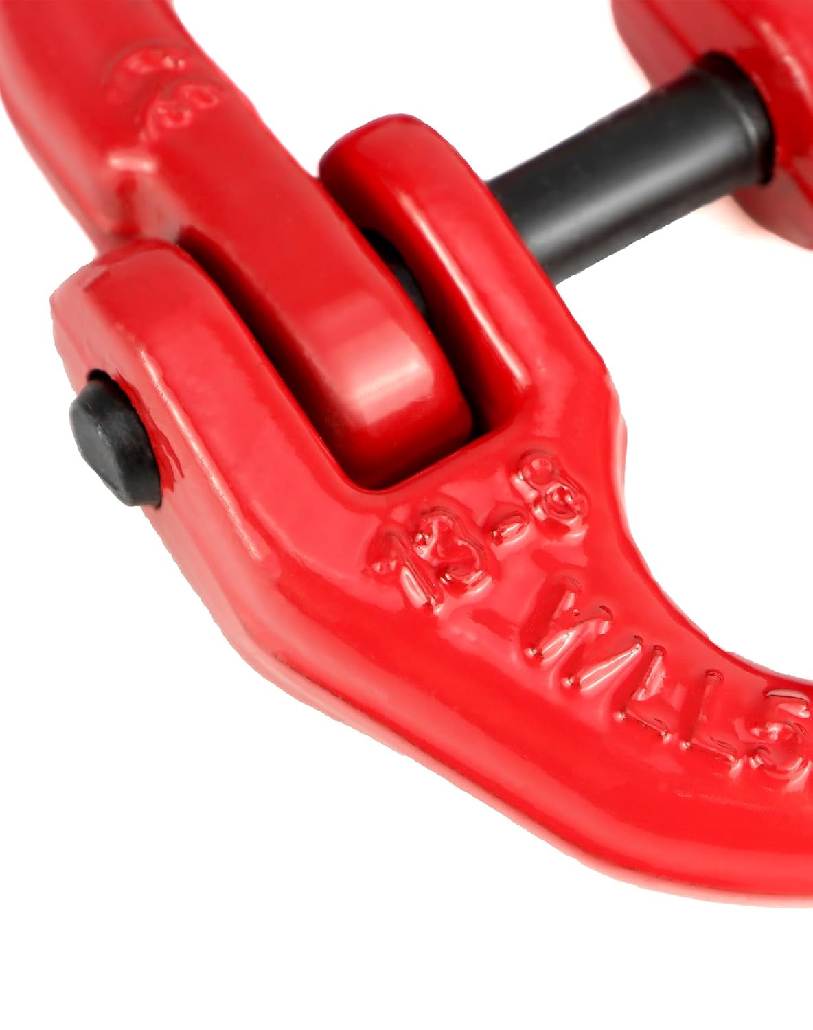 QWORK G80 Alloy Steel Hammerlock Coupling Link Connecting Link, 1/2", Red Painted, 12000 lbs Working Load Limit, 4 Pack
