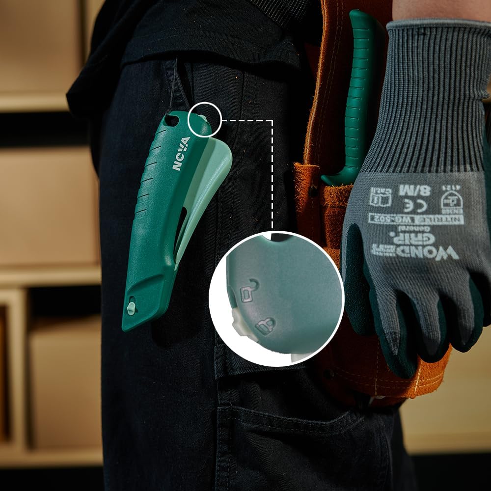 Self retracting Squeeze Trigger Knife, Heavy Duty Box cutter, Utility Knife, Ambidextrous Design, Replaceable and