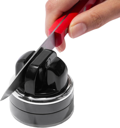 Knife Sharpener with Suction Base, 2-Stage Kitchen Knife & Scissors Sharpener, Compact Sharpening Tool for Straight