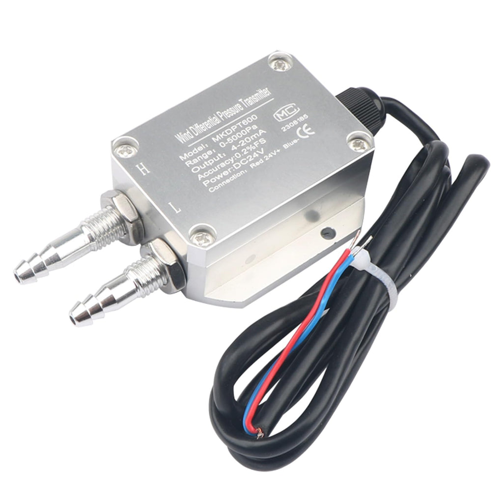 PoBaKra Air Differential Pressure Transmitters Dry Wind Difference Pressure Sensor 4-20mA Difference Pressure Gauges