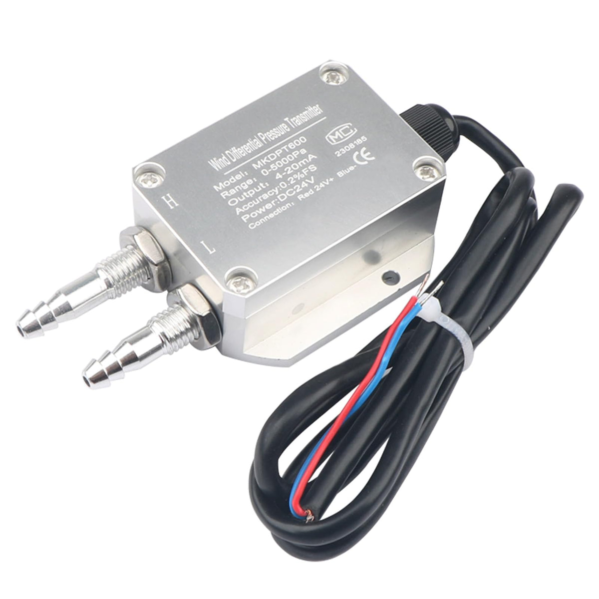 PoBaKra Air Differential Pressure Transmitters Dry Wind Difference Pressure Sensor 4-20mA Difference Pressure Gauges