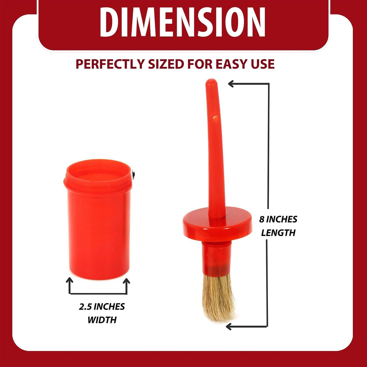 8" Horse Hoof Dressing Brush with Screw-On Container | Red | 1 Pack