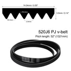 uxcell 3pcs 510J6 PJ V-Ribbed Belt 6 Ribs 51" L x 0.55" W x 0.14" H, EPDM