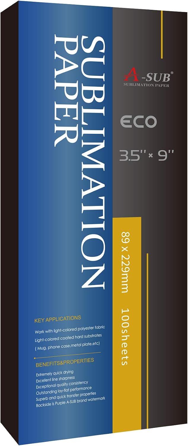 Sublimation Paper 3.5x9 Inch, 125gsm | 100 Sheets, Compatible with Inkjet Printer with Sublimation Ink