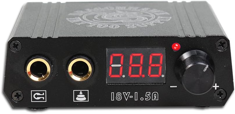 LCD Dual Tattoo Machine Gun Power Supply Foot Pedal Clip Cord P076 (Black)