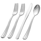 500PCS Silver Plastic Silverware - Plastic Silver Utensils - 250 Forks 125 Spoons 125 Knives - Heavy Duty Disposable