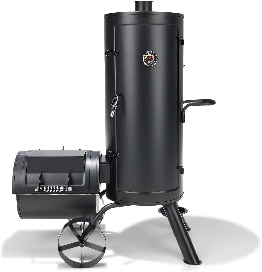 OLP8520VS Outdoor Multi Level Vertical Smoker and Charcoal Grill, 1,650 Square Inch Cooking Surface, Black