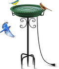 100W Heated Bird Baths for Outdoors, Winter Heated Birdbath, Green